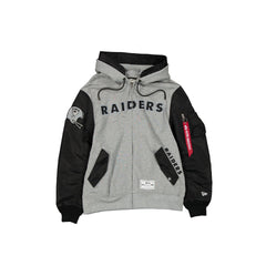 Alpha Industries x Las Vegas Raiders Historic Gray MA-1 Full Zip Fleece Jacket