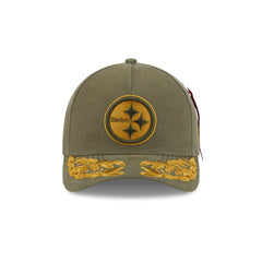 Alpha Industries x Pittsburgh Steelers Olive Green 9FORTY M-Crown A-Frame Snapback Hat