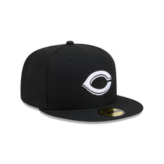 Cincinnati Reds Black and White Basic 59FIFTY Fitted Hat